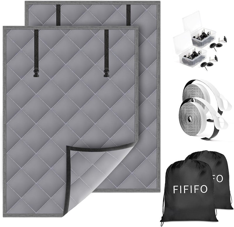 FIFIFO 2 Sets 63" x 47" Thermal Window Cover，Oxford Fabric Window Cover for Winter, Window Insulation for Winter to Keep Warm, Window Insulation Kit for Home RV Basement–Grey - Image 1